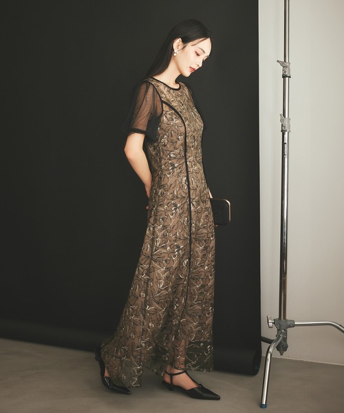 darial（ダリアル） ドレス 「darial」puff sleeve lace dress