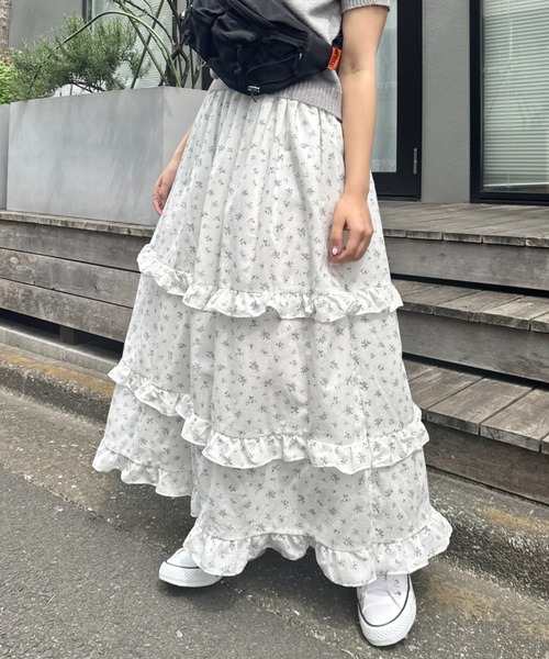 theory ティアード ロングスカート SOLLON. スカート フリルティアードロングスカート : ZOZOTOWN