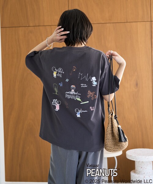 tシャツ 2025春夏新作 PEANUTSデザインバックプリントTシャツ レディース 2025春夏新作 PEANUTSデザインバックプリントTシャツ（Tシャツ