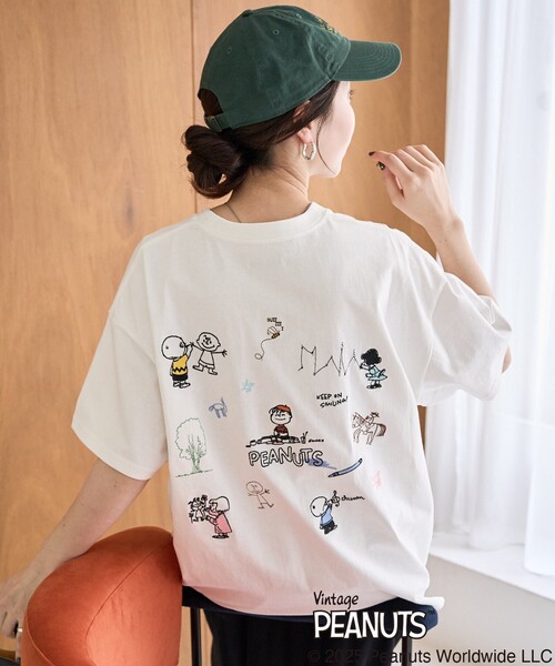 tシャツ 2025春夏新作 PEANUTSデザインバックプリントTシャツ レディース FREAK'S STORE tシャツ 限定展開/別注/PEANUTS/ピーナッツ