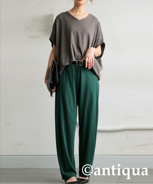 antiqua tシャツ コーデ2点セット シュッと美トップス 接触冷感