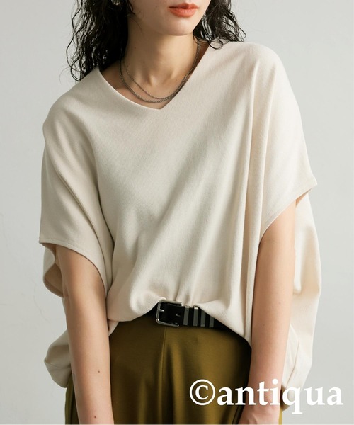 tシャツ コーデ2点セット シュッと美トップス　接触冷感パンツ レディース antiqua tシャツ コーデ2点セット シュッと美トップス 接触冷感