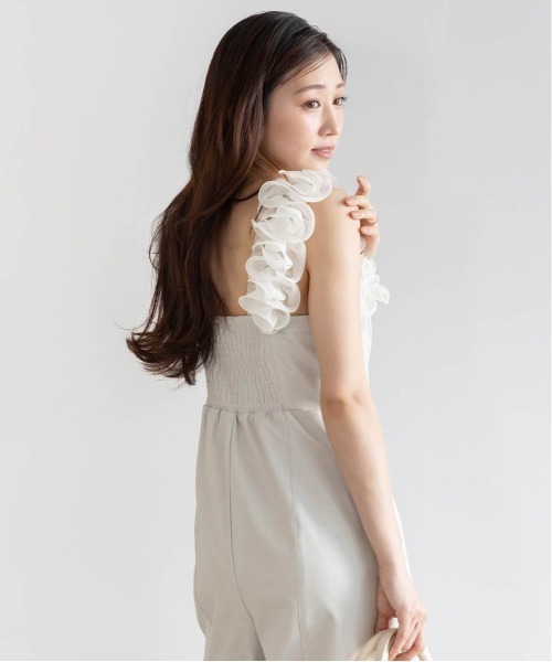 RANDA（ランダ） サロペット オーバーオール フリルオールインワン