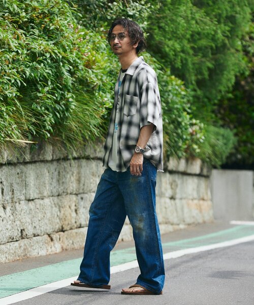 JOURNAL STANDARD relume フリンジ 半袖チェックシャツ JOURNAL STANDARD relume｜レーヨン フリンジ 半袖チェック