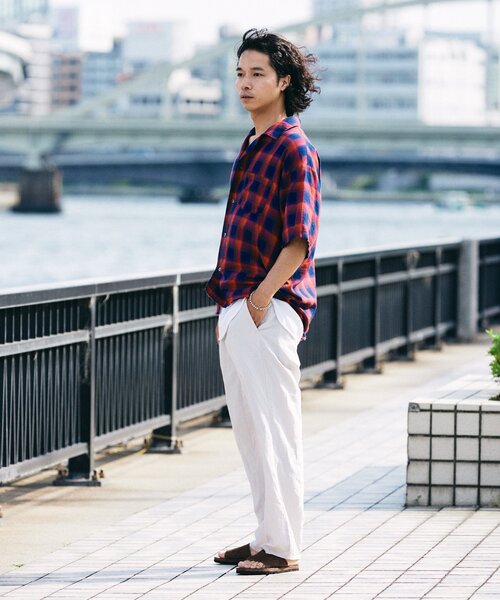 JOURNAL STANDARD relume フリンジ 半袖チェックシャツ JOURNAL STANDARD relume｜レーヨン フリンジ 半袖チェック