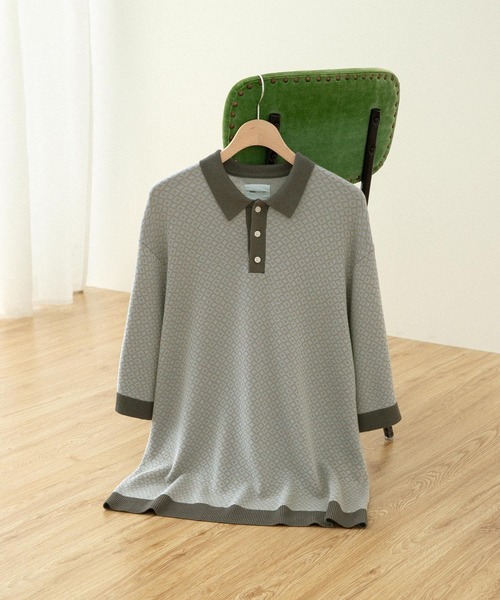 「EMMA CLOTHES」 7分袖ニット L グリーン メンズ_画像3