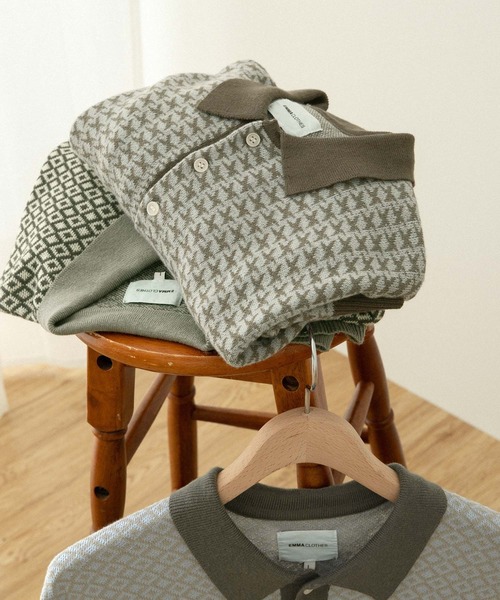 「EMMA CLOTHES」 7分袖ニット L グリーン メンズ_画像6