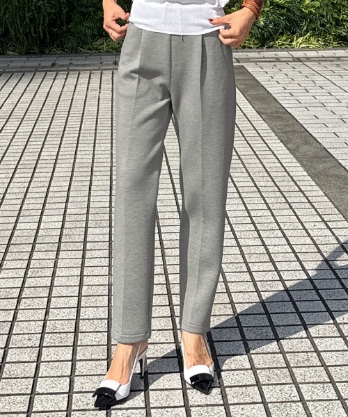美脚 スラックス GeeRA スラックス パンツ 美脚ストレッチセミワイドパンツ