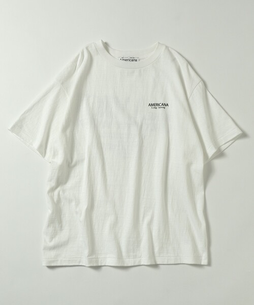 新品未使用　AMERICANA アメリカーナ コットンリネン　Tシャツ　白 新品未使用 AMERICANA アメリカーナ コットンリネン Tシャツ 白