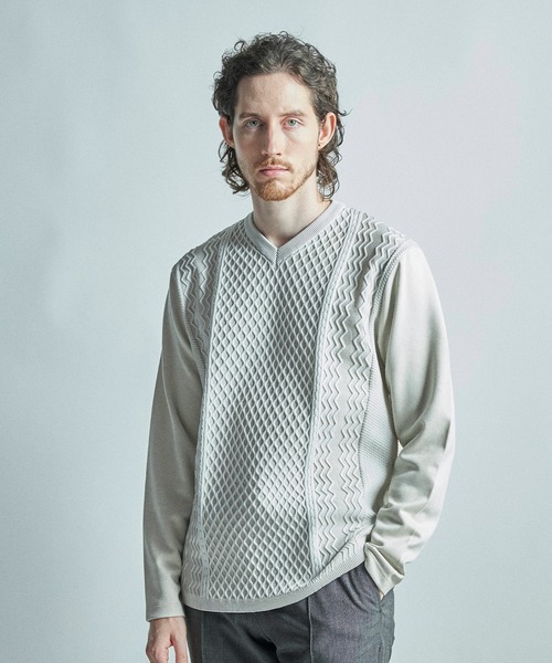 MEN'S BIGI（メンズビギ） tシャツ ニットコンビ フェイクスエード長袖