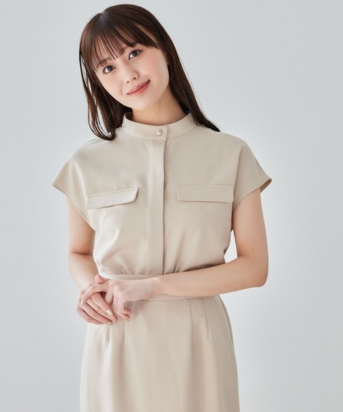 ブラウス シャツ ポケットデザインフレンチスリーブシャツ579753 レディース Andemiu ブラウス シャツ ポケットデザインフレンチスリーブ