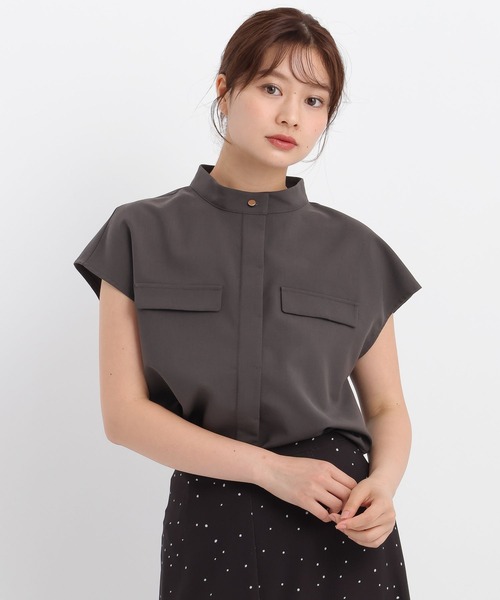ブラウス シャツ ポケットデザインフレンチスリーブシャツ579753 レディース Andemiu ブラウス シャツ ポケットデザインフレンチスリーブ