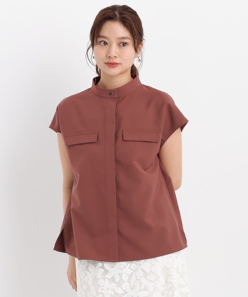 ブラウス シャツ ポケットデザインフレンチスリーブシャツ579753 レディース Andemiu ブラウス シャツ ポケットデザインフレンチスリーブ