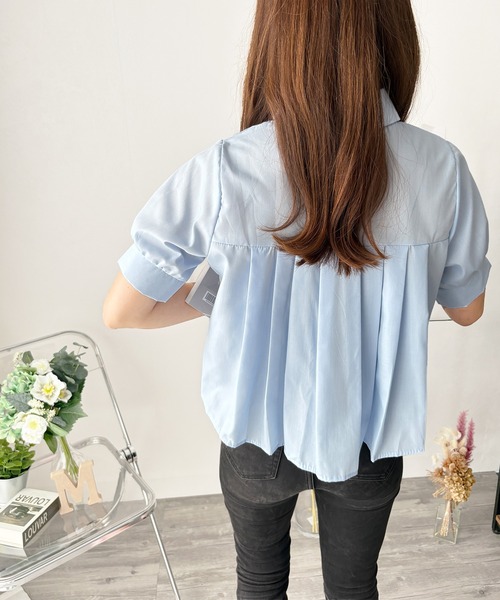 シャツ/ブラウス(長袖/七分) ella selectshop  back twist over blouse UVスラブ・2WAYハイネック7分袖/DoCLASSE