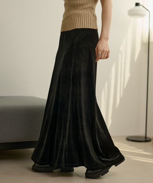 スカート velor narrow long skirt /ベロアナローロングスカート