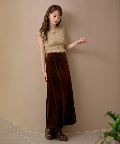 スカート velor narrow long skirt /ベロアナローロングスカート