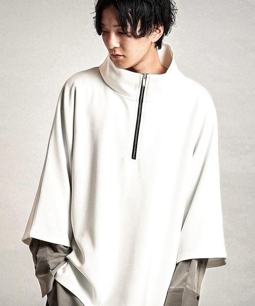 NO ID.（ノーアイディー） tシャツ ドッキングオフタートルハーフZIP