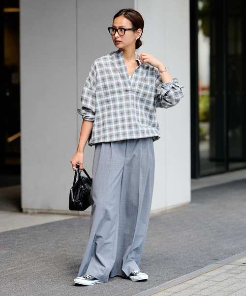 FRAMeWORK（フレームワーク） ブラウス シャツ シアーチェックドロスト