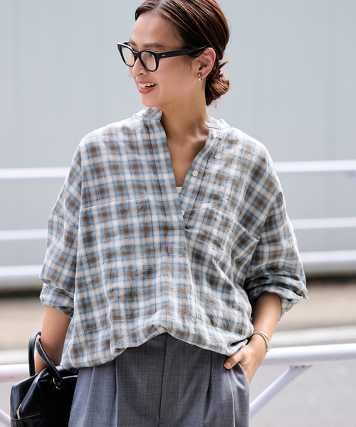 FRAMeWORK（フレームワーク） ブラウス シャツ シアーチェックドロスト