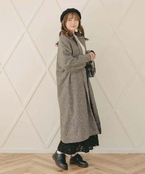 amr. コート アウター 3WAYチェックロングコート レディース