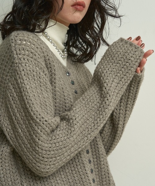 HYEON waffle cardigan / gray ワッフルカーディガン Women's Gray Waffled Cardigan | H&M US