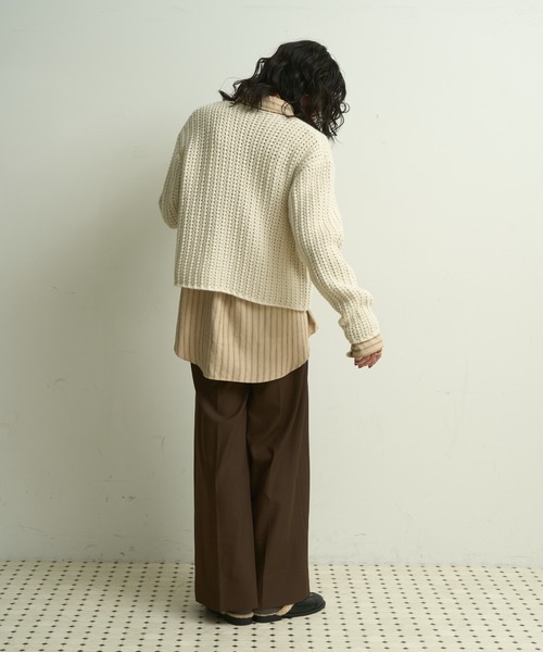 カーディガン Waffle knit multi-button cardigan / ワッフル編み