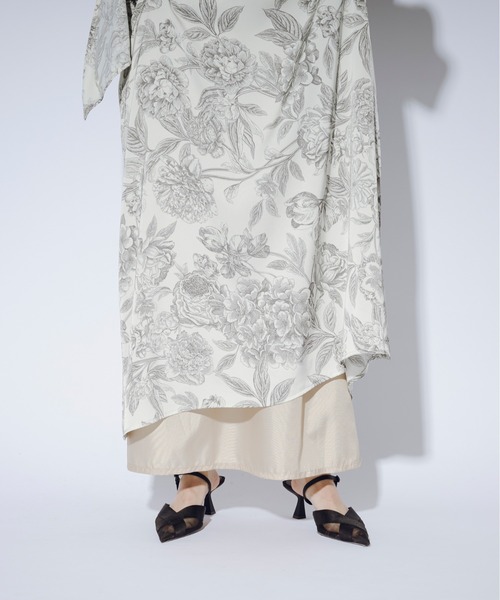 「Ezick」 長袖ワンピース FREE ホワイト×グレー レディース_画像6