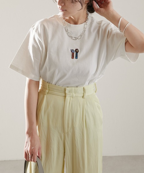 「ear PAPILLONNER」 半袖Tシャツ MEDIUM ホワイト レディース_画像3