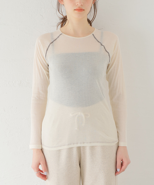 「BASERANGE」 長袖カットソー MEDIUM アイボリー レディース_画像3