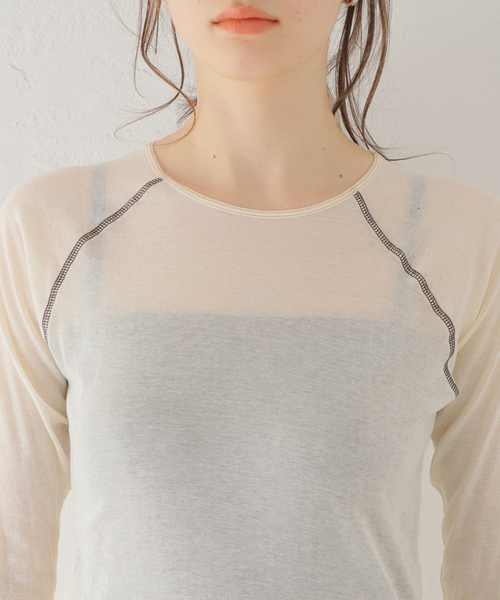 「BASERANGE」 長袖カットソー MEDIUM アイボリー レディース_画像6