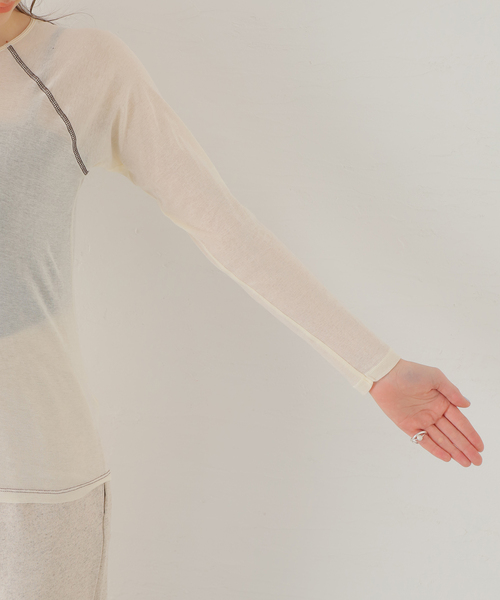 「BASERANGE」 長袖カットソー MEDIUM アイボリー レディース_画像8