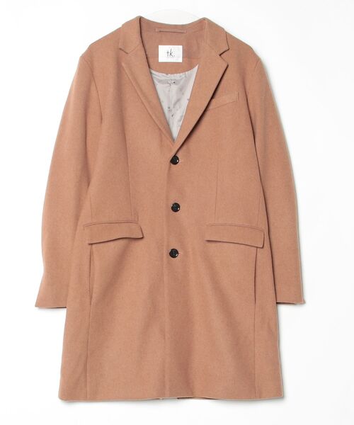 【美品】TAKEO KIKUCHI チェスターコート ブラウンチェック Mサイズ tk.TAKEO KIKUCHI（ティーケータケオキクチ） チェスターコート M