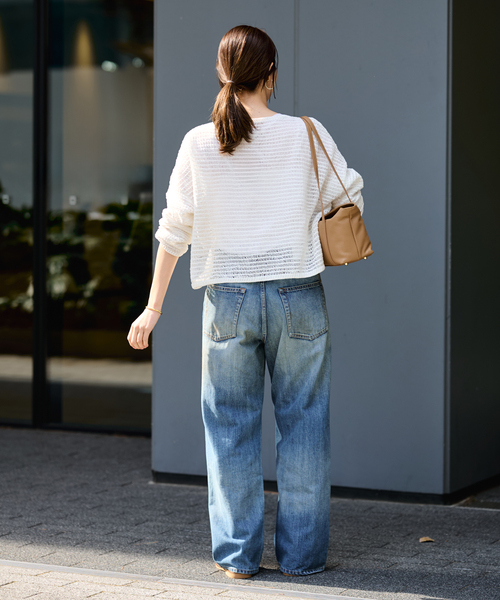 FRAMeWORK フレームワーク　ロゴニット プルオーバー　キャメル ゆったり FRAMeWORK（フレームワーク）の「インターシャ プルオーバー（ベージュ