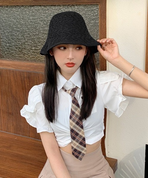 帽子 ハット 「26年春夏新作」透かし編みバケット レディース