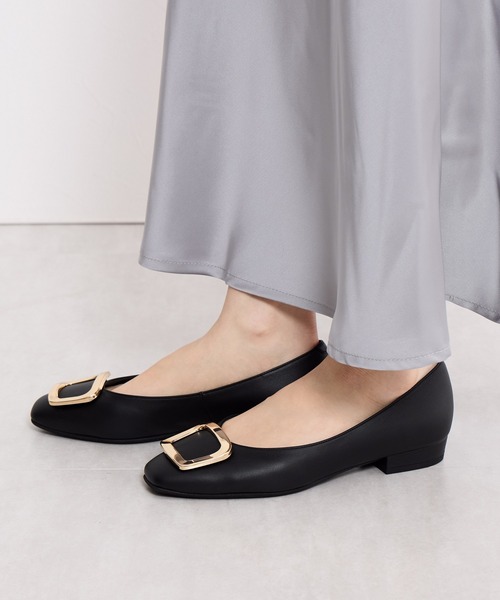 「HIMIKO」 フラットパンプス 26.5cm ダークグレー レディース_画像9