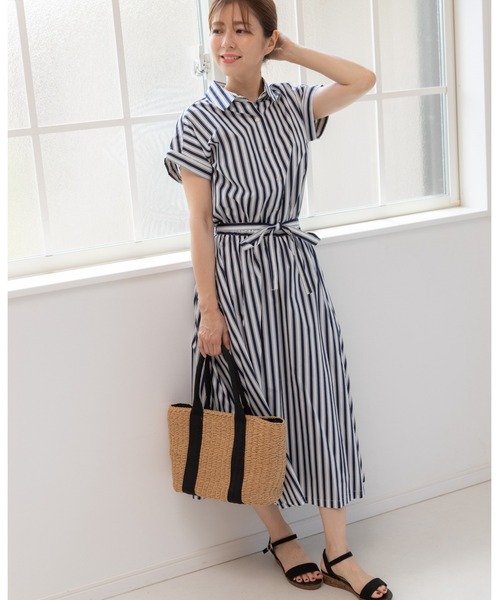 「PREFERIR」 シャツワンピース MEDIUM ネイビー レディース_画像2