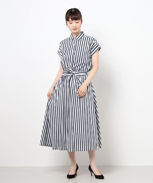 「PREFERIR」 シャツワンピース MEDIUM ネイビー レディース_画像3