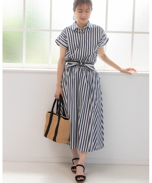 「PREFERIR」 シャツワンピース MEDIUM ネイビー レディース_画像4