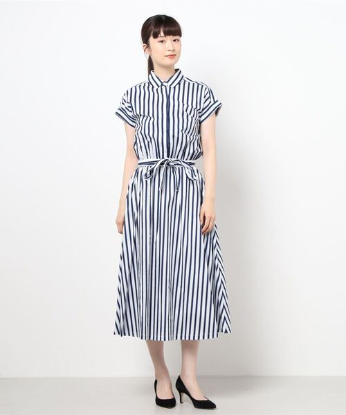 「PREFERIR」 シャツワンピース MEDIUM ネイビー レディース_画像5