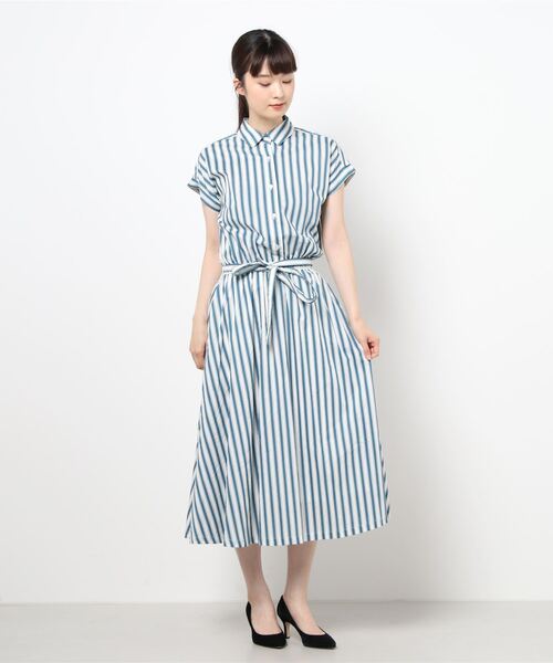 「PREFERIR」 シャツワンピース MEDIUM ネイビー レディース_画像6