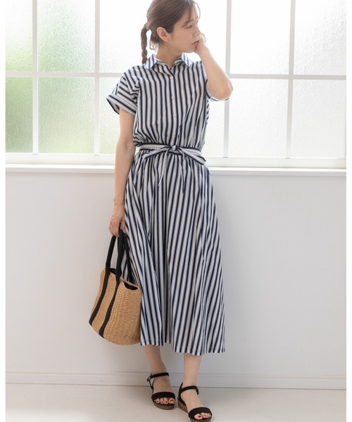 「PREFERIR」 シャツワンピース MEDIUM ネイビー レディース_画像7
