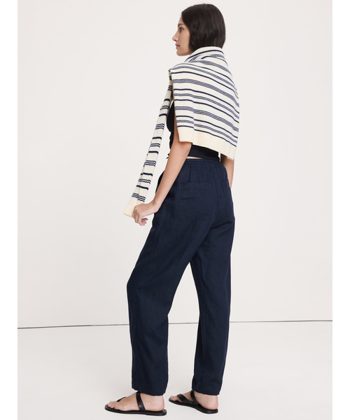 パンツ ゲッタウェイ ストレート レッグ プルオン リネン パンツ レディースの画像