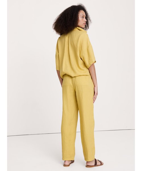 パンツ ゲッタウェイ ストレート レッグ プルオン リネン パンツ レディースの画像