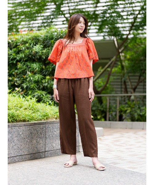 パンツ ゲッタウェイ ストレート レッグ プルオン リネン レディース