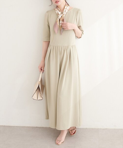 natural couture ワンピース 半袖 リブカットソーワンピース