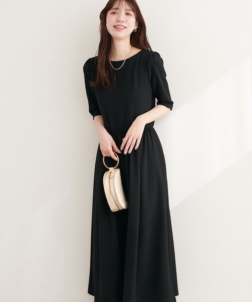 natural couture ワンピース 半袖 リブカットソーワンピース