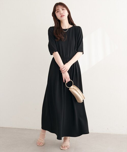 natural couture ワンピース 半袖 リブカットソーワンピース