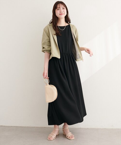 natural couture ワンピース 半袖 リブカットソーワンピース