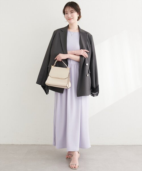 natural couture ワンピース 半袖 リブカットソーワンピース