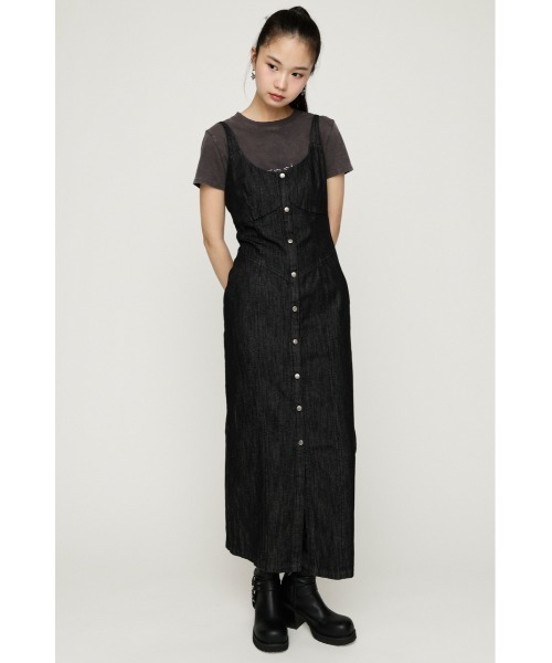 ワンピース soor ploom tippi black denim 2y SLY（スライ） ワンピース DENIM I LINE CAMI L/OP デニムアイライン